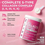 Multi Collagen Peptides Powder – Types I, II, III, V, X, Hydrolyzed Collagen for Women 99% Absorption Skin Hair Nails Joints