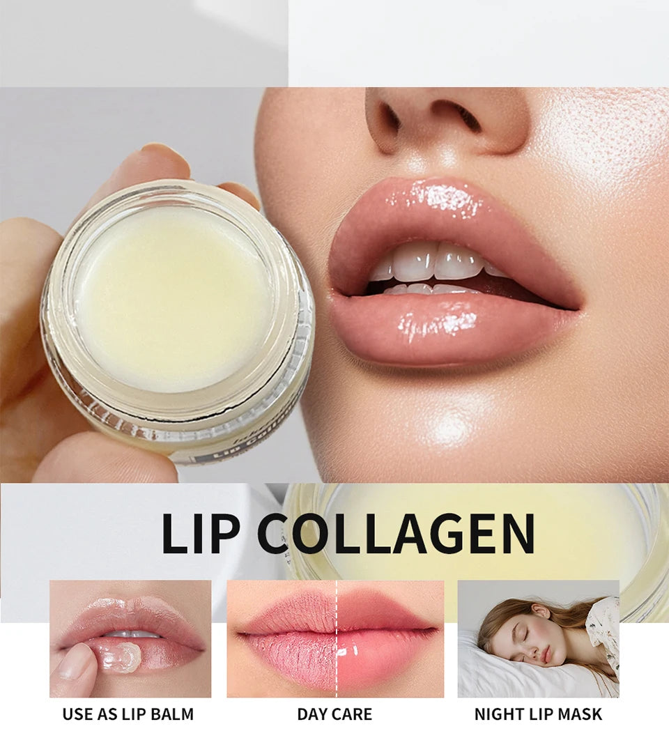 Collagen Lip Balm & Sleep Mask Deep Moisturizing Hydrating Smooth Lip Fine Lines Gentle Exfoliating Dry Dead Skin Daily Lip Care