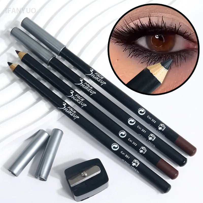 1/12Pc Waterproof Black Brown Eyeliner Pencils-Smudge-Proof Long-Lasting Beginner-Friendly Smooth High Pigmented Punk Eye Makeup