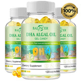 Algal Oil Omega 3 Softgels with DHA & EPA, Daily Nutritional Supplement, Supports Brain Cognitive Eye Heart & Skin Hair Wellness