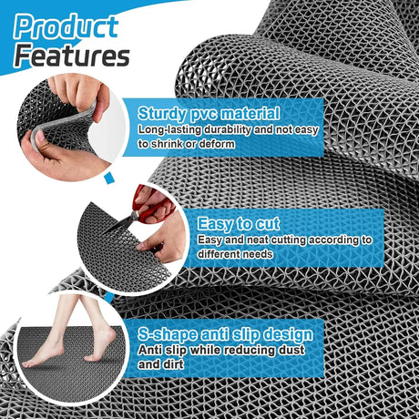 Waterproof Non Slip Floor Mats Plastic PVC Kitchen Bathroom Outdoor Pool Dirt Resistant Foot Mats Carpet For Home
