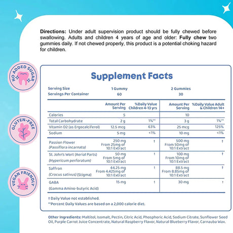 Mood Snacks - Kids Saffron Gummies, Natural Berries Supplements Offer Mood Support and Calms Temper Tantrums, Sugar Free Gummies