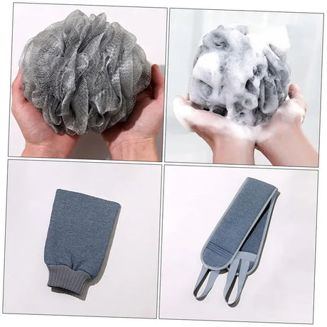 1/3Pcs Body Cleaning Washcloth Soft Brush Home Hotel Bathroom Shower Ball Back Scrubber Set Exfoliating Skin Towel Bath Gloves