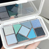 Nine-Color Eyeshadow Palette Blush Highlight Makeup Pearly Highgloss Shimmer Pink Brown Earth Color Fine Sequins Eye Shadow