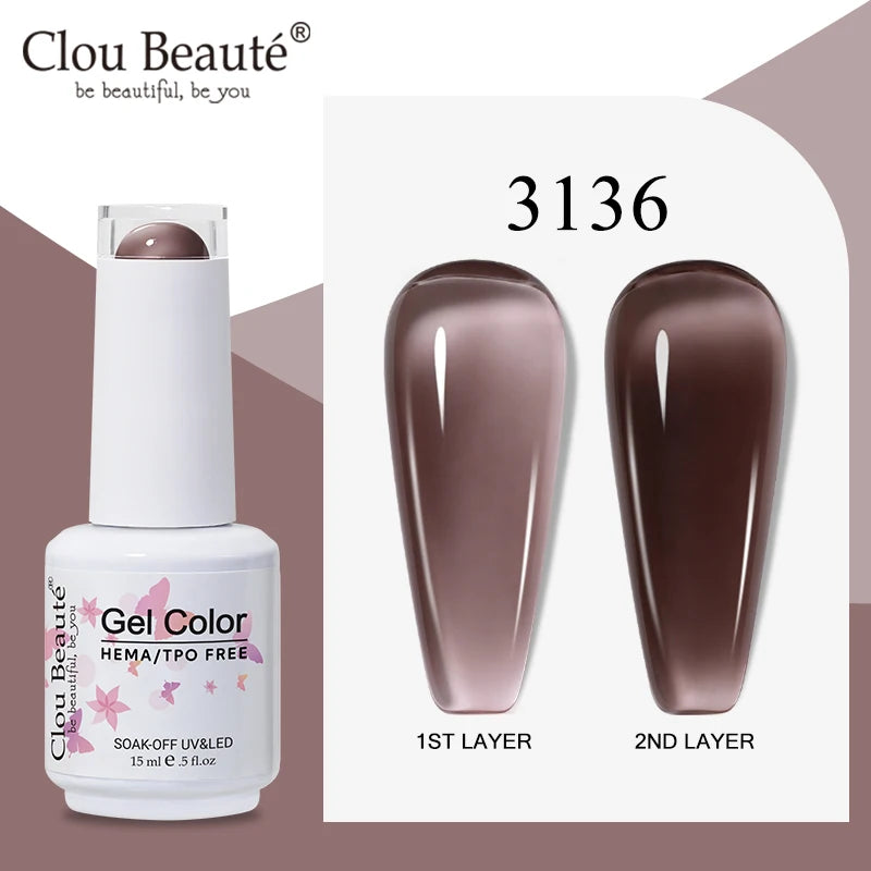 Clou Beaute Translucent Jelly Nude Pink Nail Gel Polish 15ml Vernis Semi Permanent Gel Colorful Varnish Nail Art Manicure Gel