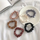 6Pcs Elegant Women's Multi Color Small Intestine Hair Circles Solid Color High Elastic Comfortable Curled Hair Ties Hair Circles