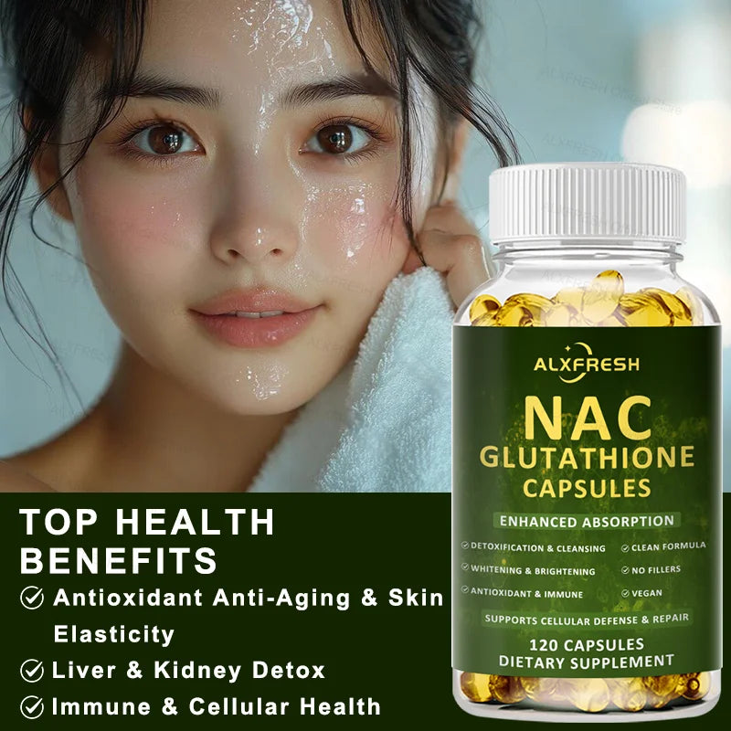 Premium NAC + Glutathione Complex Detox & Antioxidant Boost with Vitamin C | Liver Support, Immune System Health Supplement