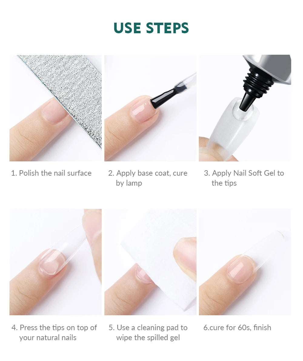 Nailpop Pro Soft Nail Tips Gel Glue 20g Adhesive Fake Nails Long Lasting Soak Off UV Gel Nail Polish Manicure Products for Nails