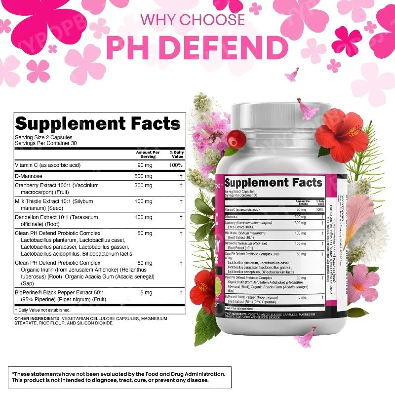Women Probiotic Capsules with Prebiotics & D-Mannose Nutritional Dietary Supplements and  Daily Wellness Support 60count