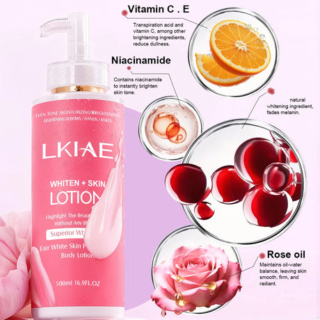LKIAE Fair White Body Lotion for Bright & Healthy Skin, Moisturizing, Reduce Spots, Enhance Radiance, Evens Skin Tone, 500ml
