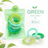 1 Pack 5 Pcs Pink Spiral Hair Ties for Women and Girls, Coil Ponytail Holders in Gift Pouch, Soft Stretch Hair Accessories for Daily Wear