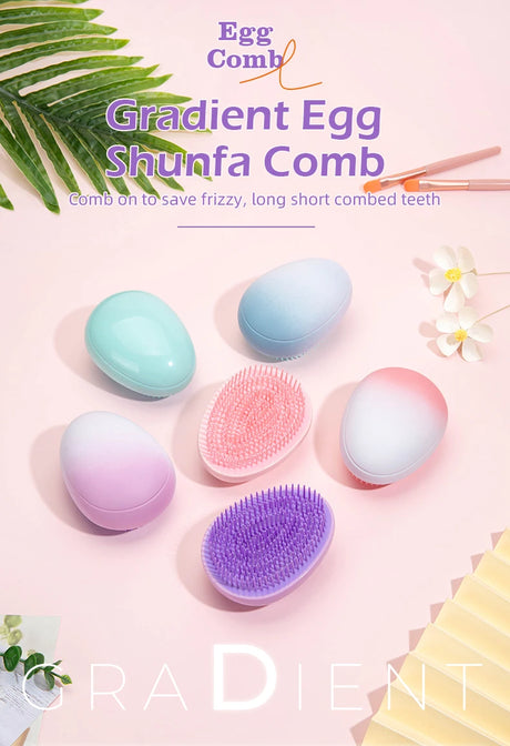 1 pcs Mini Detangling Hair Brush Gradient Egg Round Shape Tangle Hair Brushes Soft Hairbrush Salon DIY hair styling tools