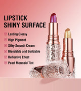 6 Colors 3 in 1 Pearlescent Sparkling Lipstick Matte Glitter Waterproof Long Lasting Pearl Shine Lip Gloss Shimmer Sexy Makeup