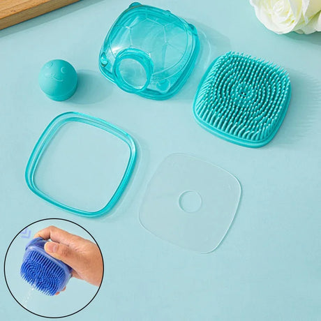 Silicone Soft Exfoliating Body Bath Shower Scrubber Loofah Brush Refillable Bath Brush Easy Foaming Massage Brush Bathroom Tools