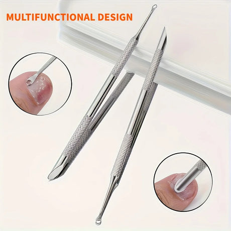 Stainless Steel Multi-Functional Dead Light Beige Remover & Cuticle Pusher Portable Nail Care Tool for Manicure Pedicure