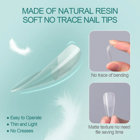 Nailpop 120pcs/box Gel X Nail Tips Medium Short Shape Almond/Square/Soft Gel Nail Tips False Nails Soak Off Easy Nail Extensions