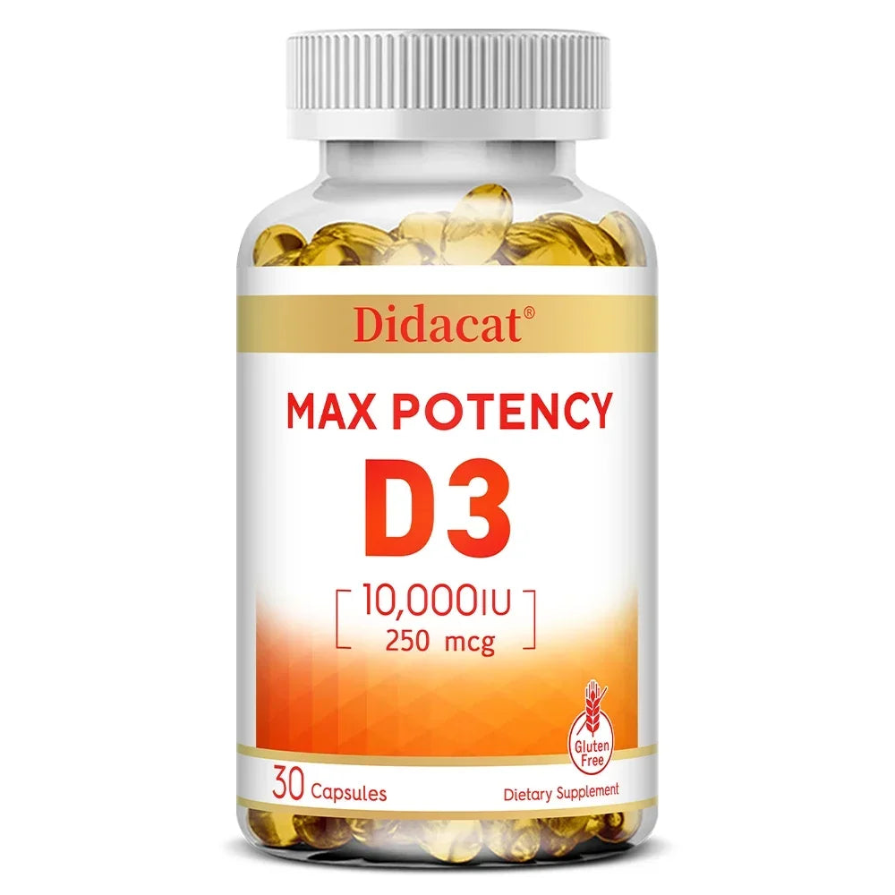 Vitamin D3 10,000 IU (250 mcg), Supports Immune Health, Calcium Absorption Muscle Function & Bone Strength, Dietary Supplement