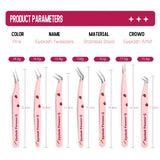 GEMERRY Eyelash Pink Strawberry Stainless Steel Superhard Tweezers For Lash Extension High Precision Anti-Static Makeup Tweezer