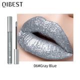 QIBEST Metallic Glitter Liquid Lipstick Makeup Waterproof Lip Gloss Long-lasting Shimmer Metal Diamond Lip Glaze Tint Charming