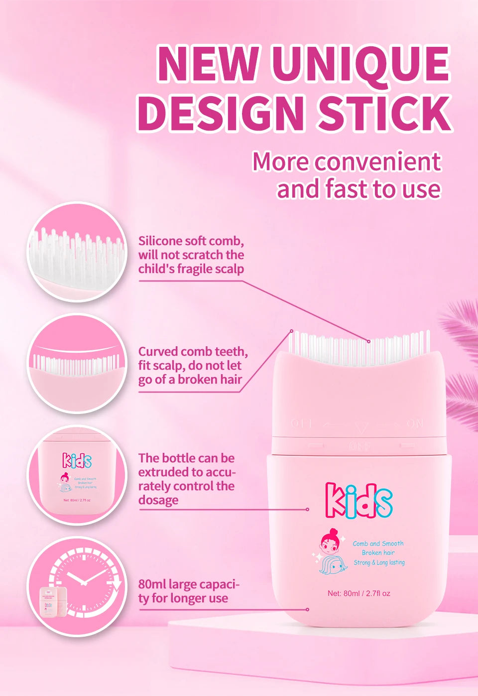 Sevich Broken Hair Finishing Cream Children Edge Control Wax Anti Frizz Hair Pomade Gel for Little Girl Non-Greasy Styling Cream