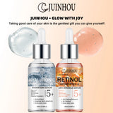 JUINHOU Dual Phase Face Serum Kit Hyaluronic Acid Day Care Retinol Night Care Hydrate Anti Wrinkle Texture Daily Face Skin Serum