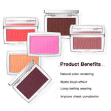 2pcs Matte Embossed Blush & Brush Long Lasting High Pigmented Multi-Purpose Blush Palette Pink Natural Color Rendering Cosmetics