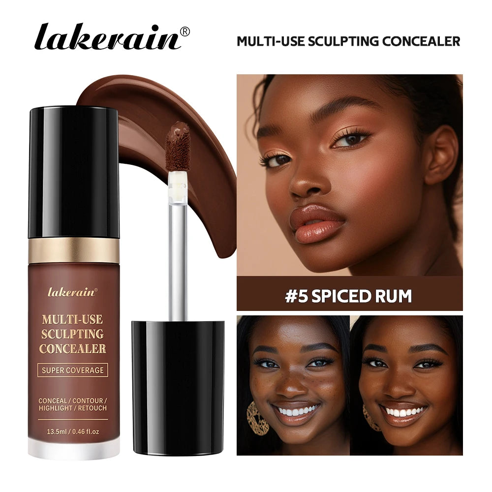 Lakerain 5-Color Waterproof Concealer Matte High Coverage Oil-Control Foundation For Acne Scars And Dark Circles Cosmetics