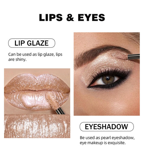 QIBEST Metallic Glitter Liquid Lipstick Makeup Waterproof Lip Gloss Long-lasting Shimmer Metal Diamond Lip Glaze Tint Charming