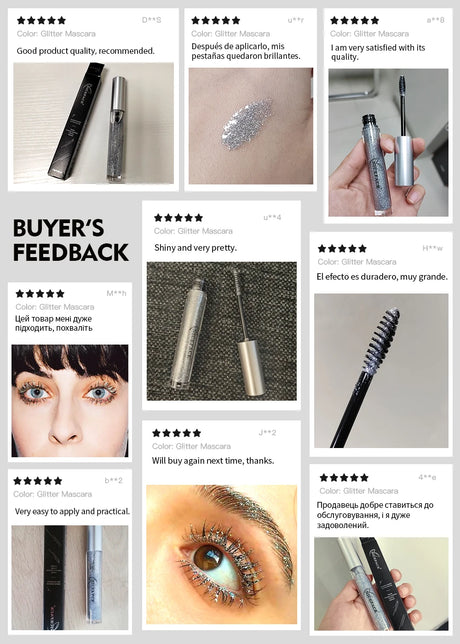 Diamond Glitter Mascara Fast Dry Eyelashes Curling Extension Makeup Waterproof Long-lasting Lengthens Eye Lash Black 4D Mascara