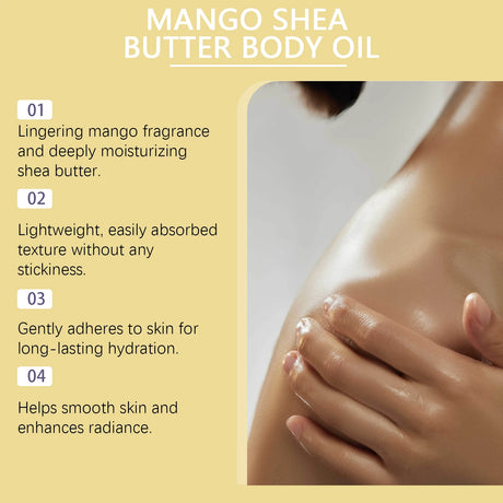 Mango Shea Butter Body Oil Soften Rough Skin Improve Skin Condition Long-Lasting Hydration Fresh Fragrance SPA Massage Skin Oil