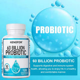 60 Billion CFU Probiotic Capsules with 10 Strains and Organic Prebiotic Fiber, Daily Digestive Wellness Supplement, 120 Count