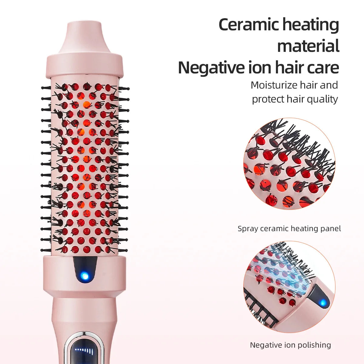 Fluffy Comb Straight Hair Curling and Straightening Dual Purpose Curling Brush PTC Heating Red Light Hair Care Curling Iron