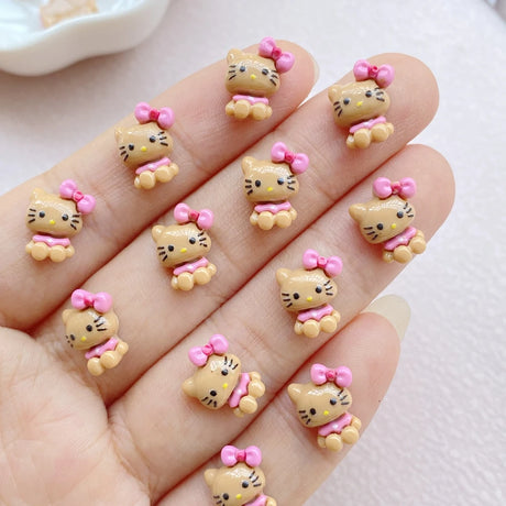 50Pcs Cute Mini Cartoon Cat Nail Art Resin Designer Charms DIY Craft For Nail 3D Decorations Jewelry