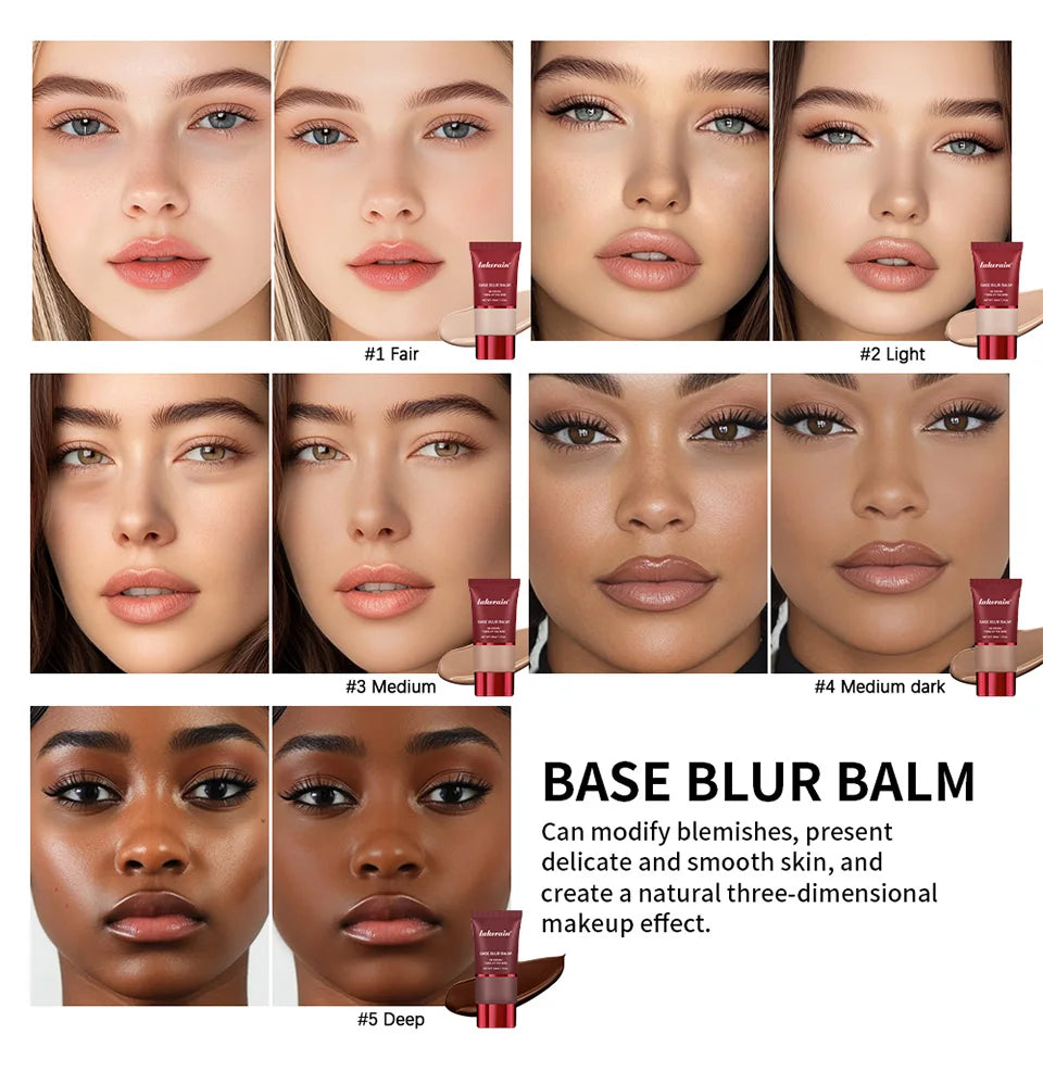 5 Colors Matte Liquid Foundation Base Sweat Resistant Smooth Cover Blemish Pores Natural Matte Finish Lightweight Face Makeup Cosmetic Base