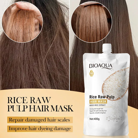 Rice Magical Keratin Hair Mask 5 Seconds Repair Damaged Frizzy Hairs Soft Smooth Shiny Moisturizing Nourish Hair Root Care
