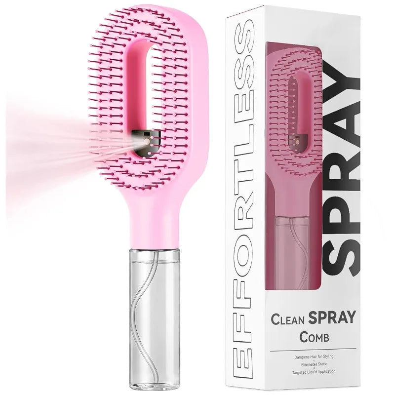 Hairbrush Sprayer Brush 2 in 1 Multi-functional Spray Bottle Comb with Water Spray Detangling Styling Salon Fluffy Modeling Comb