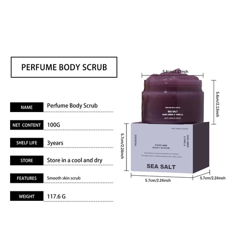 Perfume Body Scrub Hydrating Smoothing Skin Natural Exfoliating Salt Rose Coral Amber Vanilla Scent Moisturizing Cleansing Skin