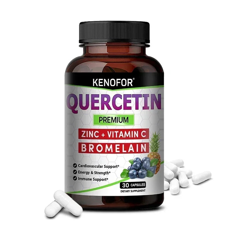 Quercetin Capsules with Bromelain, Vitamin C, Ashwagandha, Antioxidant, Support Immune, Respiratory & Cardiovascular Wellness