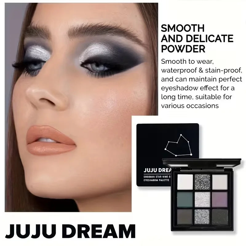 A 9-color smoky eyeshadow palette, long-lasting, waterproof, and easy to apply, perfect for creating a smoky punk makeup look.