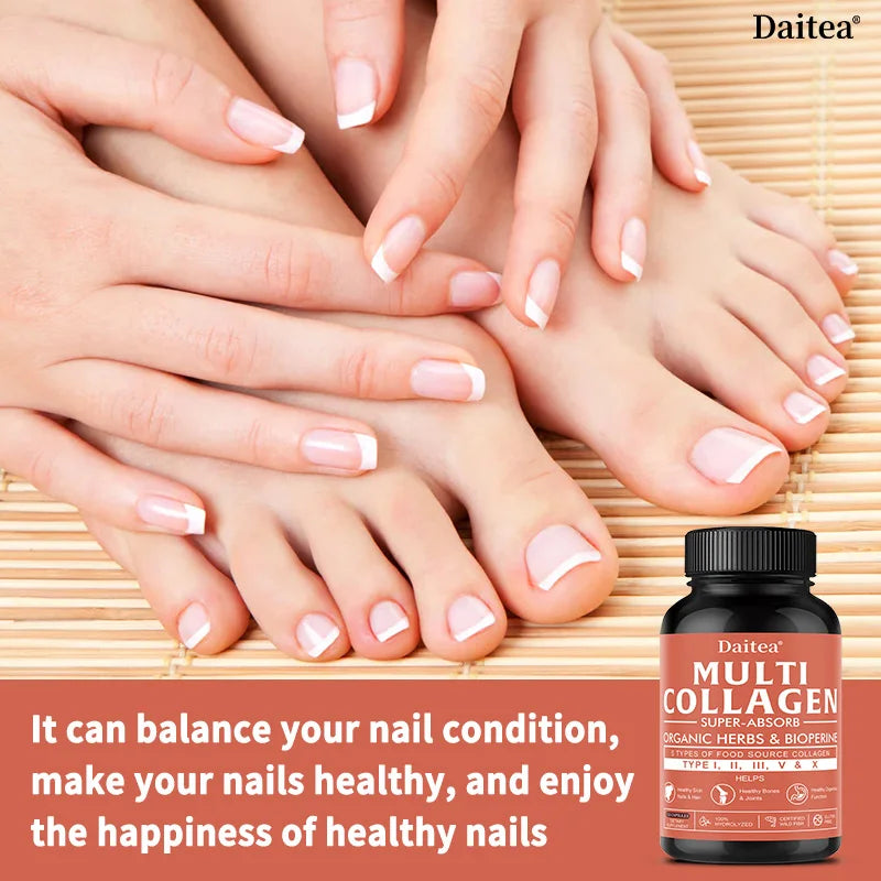 Multi Collagen for Women & Men - Type I, II, III, V, X, Hydrolyzed Collagen Peptides Supports Hair, Skin, Joint Health