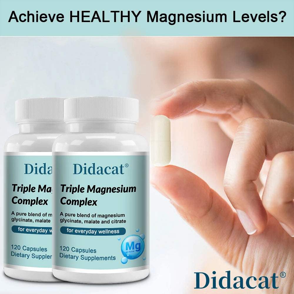 Triple Magnesium Complex Capsules, Supports Bone Strength, Muscle Relaxation, Cardiovascular Wellness and Night Sleep Quality