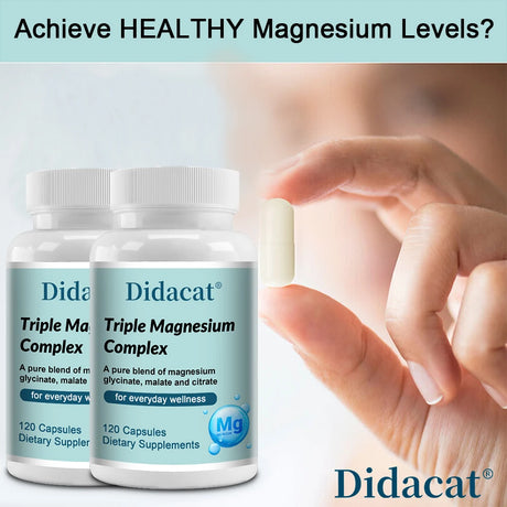 Triple Magnesium Complex Capsules, Supports Bone Strength, Muscle Relaxation, Cardiovascular Wellness and Night Sleep Quality