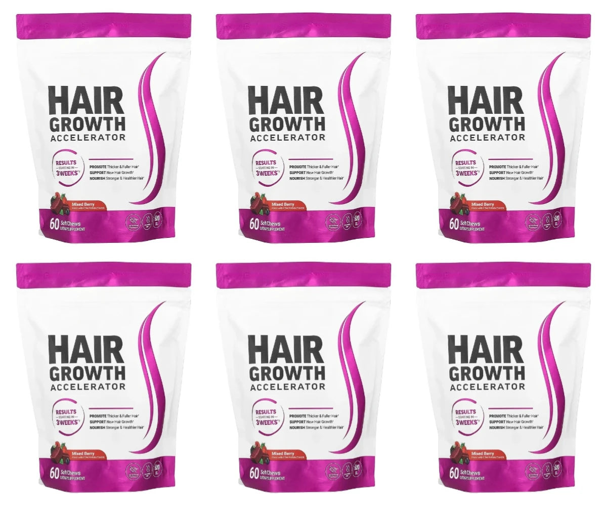 Hair Vitamins Gummies Berry Flavor 60 Count Nutrition Supplement with Biotin & Vitamins C,E — Promote Wellness Hair Growth