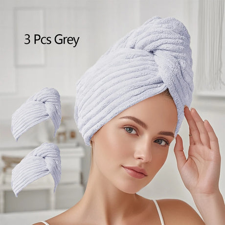 1/3/4 Pcs Quick-Drying Microfiber Hair Drying Cap Absorbent Soft Anti-Frizz Hair Towel Wrap for Women Home Bathroom Daily Use