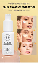 QIC 30ML Foundation Color Changing Makeup Base Nude Face Full Cover Matte Concealer Long Lasting Make Up Liquid Foundation Cream