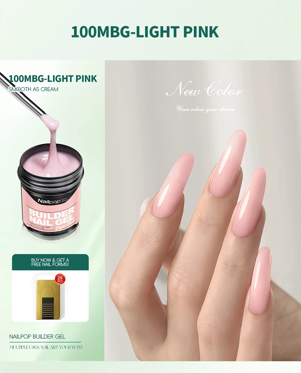Nailpop Milky Smooth Builder Gel 30/100g for Nail Extension Long Lasting Quick Building UV Gel Soak Off Nail Art Design DIY