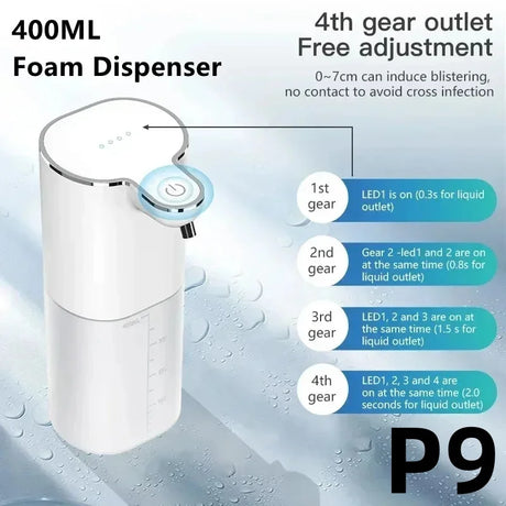 380ML Automatic Foam Soap P11 Dispenser Bathroom Smart Washing Hand Machine With USB Charging White ABS Material