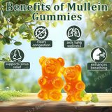 Mullein Gummies Supports Respiratory Health Pear Flavor Lung Health Sinus Relief 60 Grains Dietary Supplement