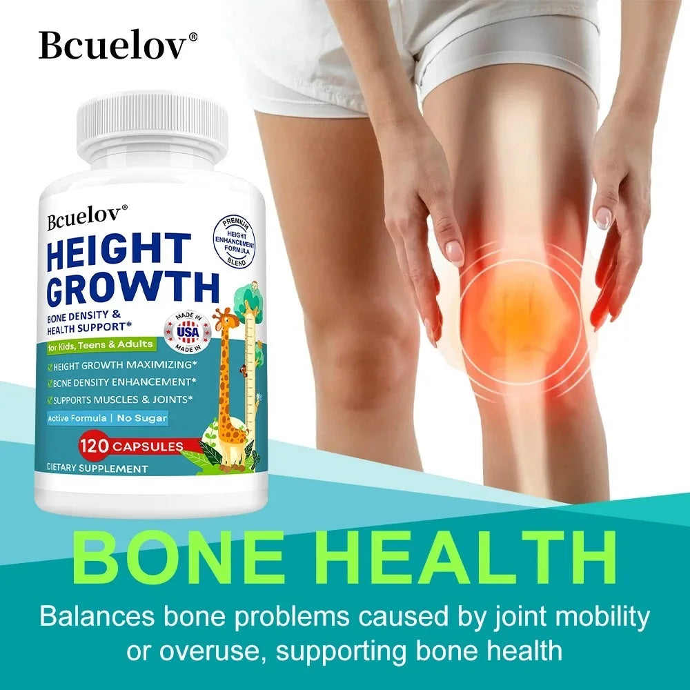 Natural Height Growth Capsules for Kids, Teens and Adults Zinc and Calcium Increase Peak Height Supplement Bone Strength