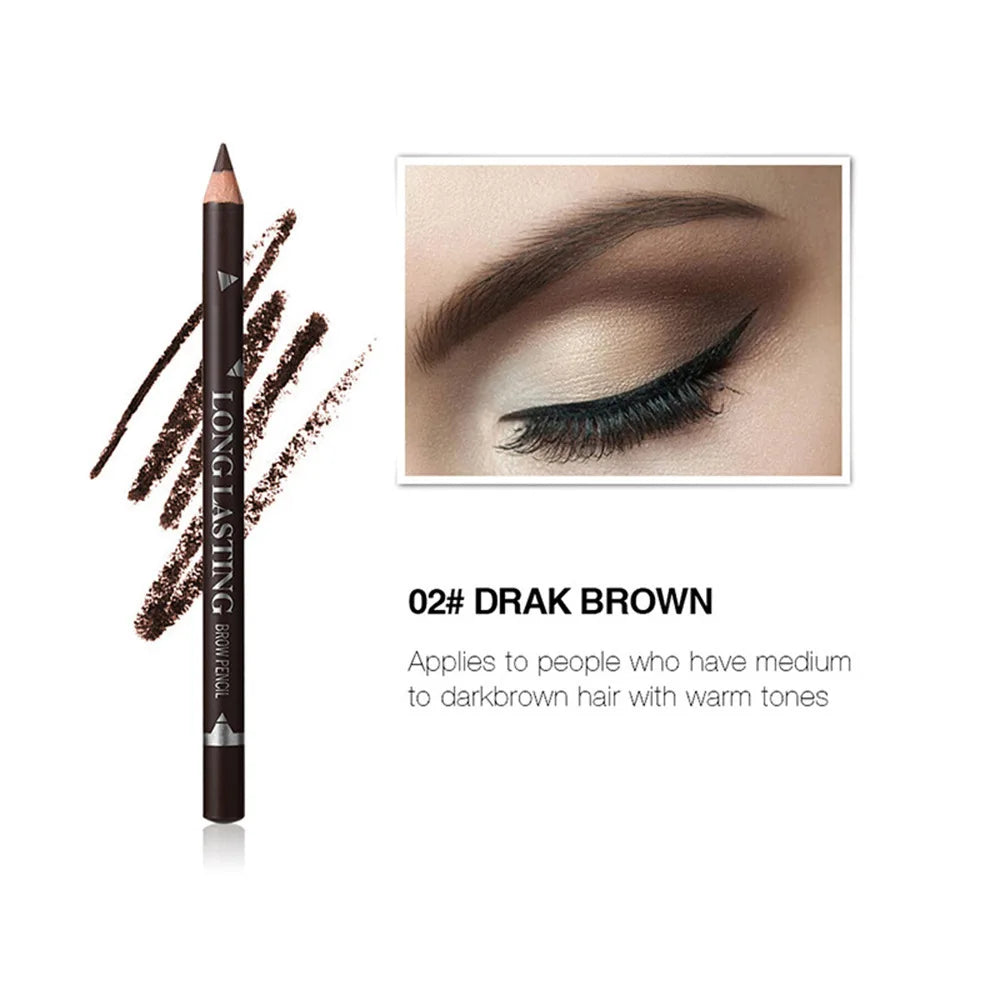 2pcs MENOW 3 Colors Long Lasting Waterproof Eyebrow Pencils Double Use Wooden Pole Eyeliner Permanent Makeup Tattoo Accessories